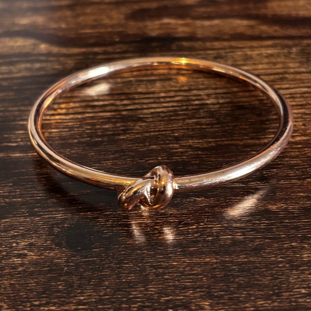 Rose‎ Gold Tone Love Knot Bangle Bracelet Minimalist Stackable Jewelry 7.75 Inch